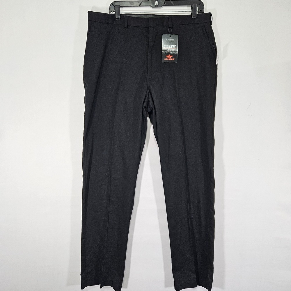 Dockers Men's Black Trousers Polyester cotton‎ Black Size 36x34
